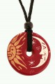 Amulet peruwiański z ceramiki, bordowy - Słońce i Księżyc (dzień i noc, energia jasności i siła cienia)