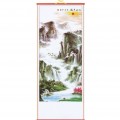 Makatka z papieru i bambusa z krajobrazem górskim i wodospadami