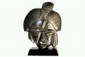 Błyszcząca maska wojownika ze złotego obsydianu - figurka z Meksyku, wysokość 15 cm - jedyny egzemplarz!