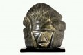 Maska wojownika ze złotego obsydianu - figurka z Meksyku, wysokość 11 cm