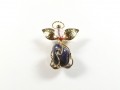 Aniołek meksykański z ciemnoniebieskim kamieniem i złotymi skrzydełkami - broszka lub wisiorek, wysokość 4,5 cm