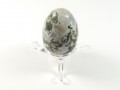 Jajko z agatu mszystego zielonego z podstawką, wysokość 5 cm (kamień wojowników - na niskie poczucie wartości)