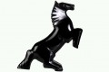 Koń z czarnego onyksu - duża i ciężka figurka z Meksyku - wysokość 23 cm