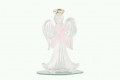 Anioł Stróż - Aniołek ze szkła z różową wstążeczką